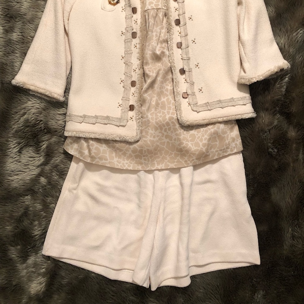 St John Santana knit off white shorts